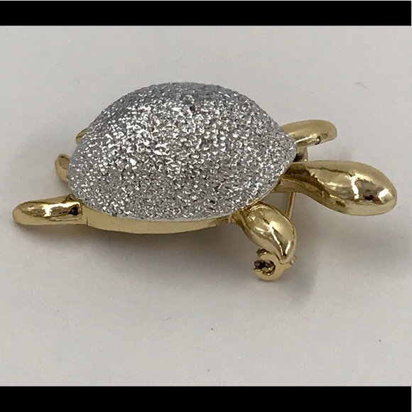 Vintage Gold and Silver Turtle Brooch Pin - Picture 2 of 8